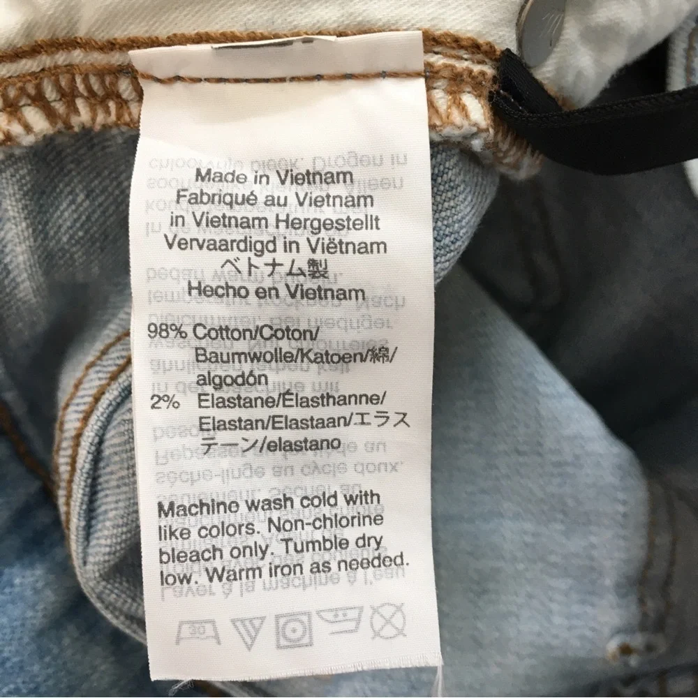 Madewell 9” High Rise Button Fly Light Blue Denim Raw Hem Cropped Skinny Jeans